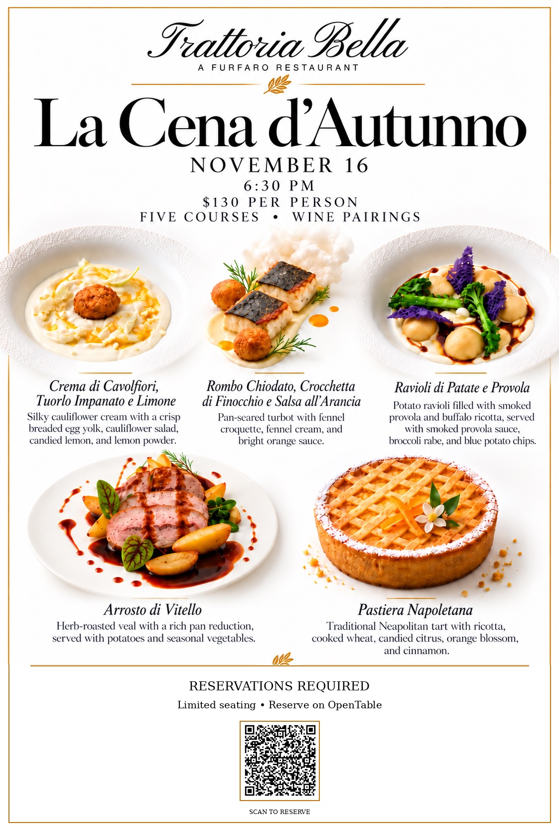 La Cena d’Autunno five-course wine dinner flyer