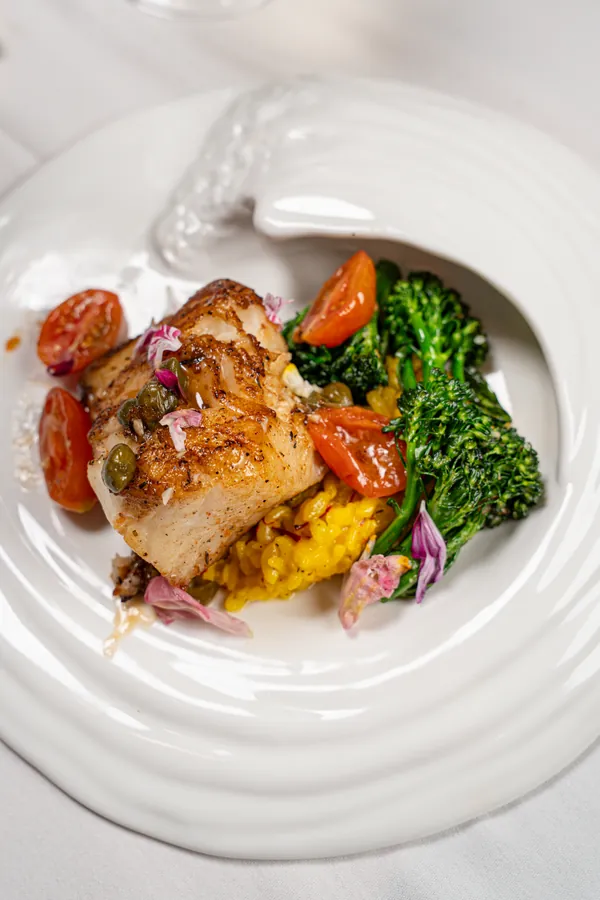 Chilean Seabass special over saffron risotto