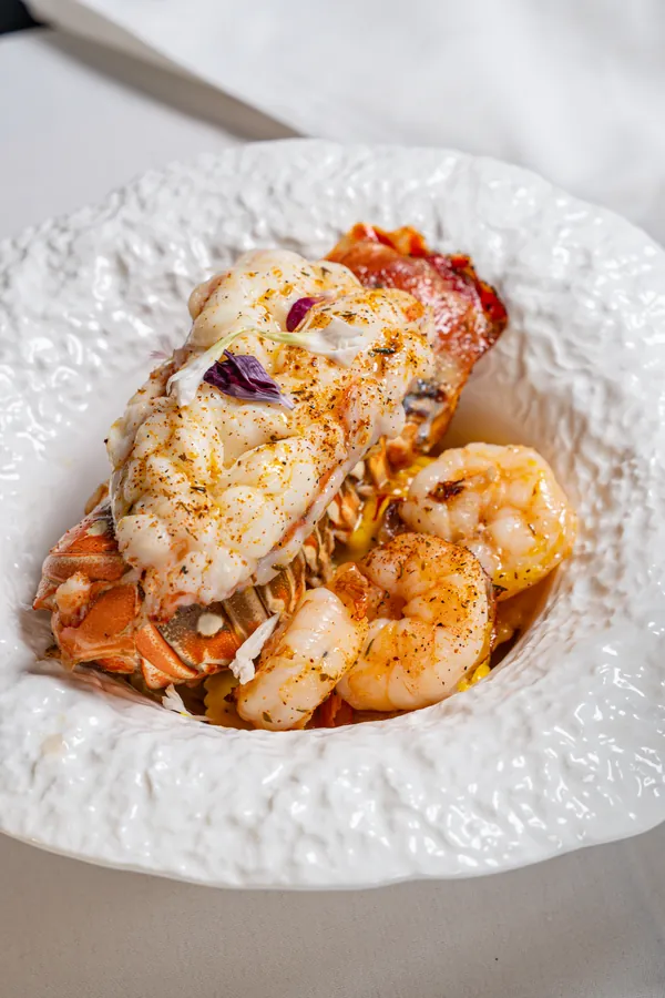 Lobster Ravioli special with lobster tail and jumbo prawns